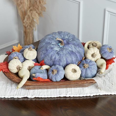 PRICES MAY VARY. Package of 17 Blue and Cream Artificial Mixed Pumpkins and Gourds 1 Large Pumpkin – 8-1/2"Dia 11 Smaller Pumpkins - 2-1/2" to 3"Dia 5 Gourds - 3-3/4" to 4-1/4"Dia Blue and Cream Artificial Mixed Pumpkins and Gourds for Fall Decorating and Displays by Factory Direct Craft Pumpkins And Gourds, Primitive Wood Crafts, Large Pumpkin, Small Pumpkins, Pumpkin Cream, Factory Direct Craft, Fall Table, Fall Decorating, Craft Sale