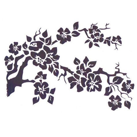 Cherry Blossom Stencil, Mylar Stencil, Flower Stencil, art supply... ($13) ❤ liked on Polyvore featuring home, home decor, doodle, filler, scribble and cherry blossom home decor Cherry Blossom Stencil, Stencil Flower, Black And White Silhouette, Craft Stencils, Tree Branch Wall, Cherry Blossom Painting, Adhesive Stencils, Romantic Shabby Chic, Blooming Trees