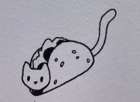 Taco Cat Tattoo, Ghost Cat Doodle, Cat With Knife Tattoo, Cat Doodle Tattoo, Sabrina Tattoo, Taco Tattoos, Aaa Tattoo, Watercolor Galaxy Tattoo, Taco Drawing