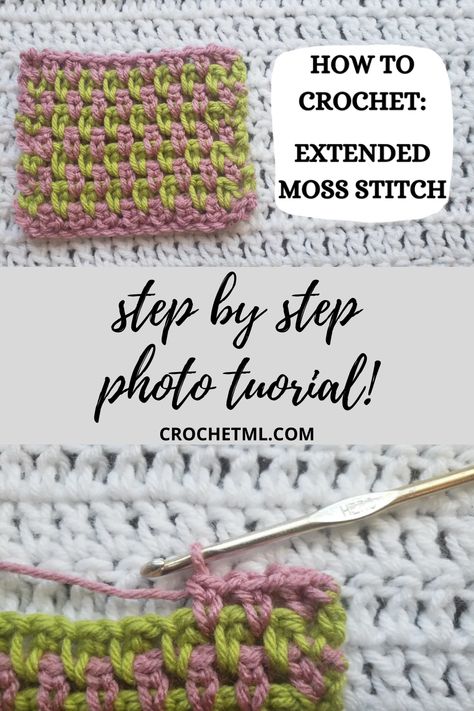 #yarn #fiber #croche #crochet #crocheting #crocheted #crochetstitch #crochetstitches #crochetstitchtutorial #crochettutorial #crochettutorials #freecrochetpattern #freecrochetpatterns #crochetstitchtutorials #diy #howto #crafts #crafting #crafty #handmade #handmadeblog #crochetblog #crochetblogger #yarnblog #yarnblogger #fiberblog #crochetstitchpattern #beginnercrochet #easycrochet #popularcrochet #popularhandmade #easyhandmade #learncroche #granitestitch #linenstitch #wovenstitch #mossstitch Moss Stitch Tutorial, Extended Single Crochet, Moss Stitch Crochet, Crochet Baby Blanket Tutorial, Moss Stitch Pattern, Diy Beginner, Basketweave Stitch, Easy Crochet Baby Blanket, Beginner Crochet Tutorial