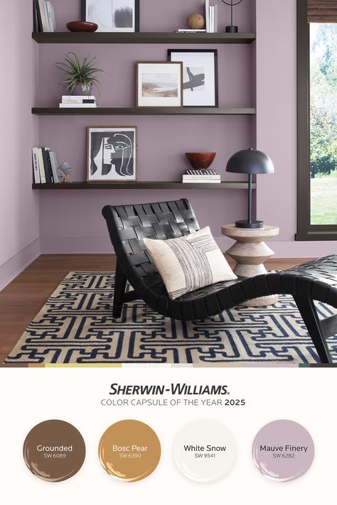 Bring a touch of botanical beauty to your home with Mauve Finery SW 6282 from Sherwin-Williams. One of the nine hues in our 2025 Color Capsule of the Year, this gentle pastel plays perfectly with the other curated colors in the collection. Tap this pin to order free color chips.  #SWCapsuleOfTheYear #SWColorOfTheYear #SherwinWilliams #DIY #Color #Inspiration #Paint #Connection #Originality Sherwin Williams Mauve Finery, Sw Mauve Finery, Sherwin Williams Mauve, Sherwin Williams Colors, Color Chip, Furniture Paint, Art Deco Home, Botanical Beauty, Color Samples