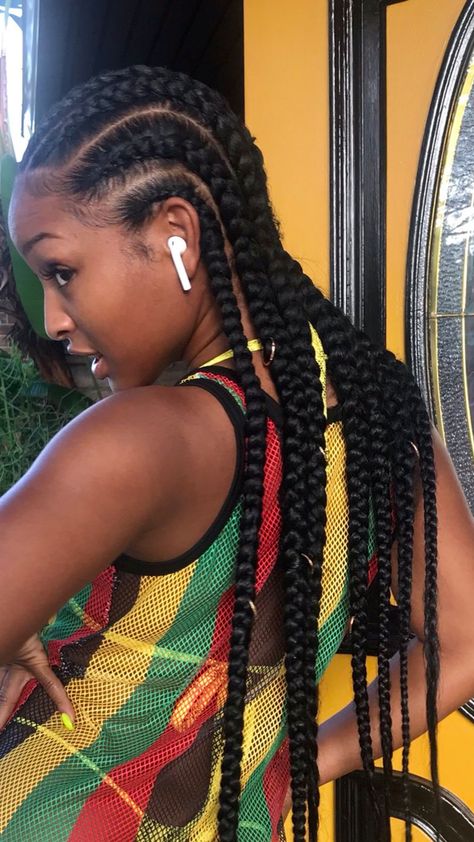 Conroe Braids Hairstyles, Rasta Hair Braids, 2 Box Braids, Hairstyle With Weave, Rasta Braids Hairstyles, Beautiful Cornrows, Rasta Braids, Fulani Cornrows, 6 Braids