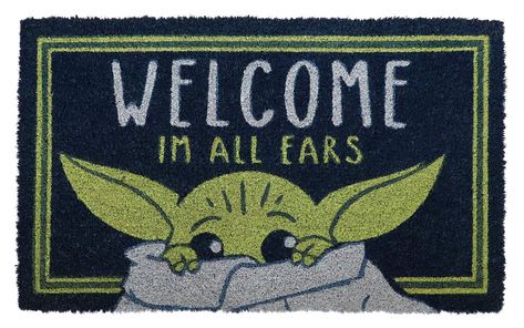 PRICES MAY VARY. Made in the USA and officially licensed by Star Wars - Pyramid America's high quality branded floor mats are an amazing premium addition to your house decor,bedroom decor,office decor or kitchen decor High quality - Made of coco coir, a natural coconut fiber that ensures the color will not fade with a non-slip backing this welcome mat is durable against high-traffic entryways and any climate. Easy to clean - Our Baby Yoda floor mats can be cleaned by shaking, sweeping, or using Star Wars Duvet Cover, Han Solo Carbonite, Entry Mat, Hope Poster, Entry Mats, Etsy Inspiration, Kitchen Patio, Star Wars Film, Entryway Kitchen