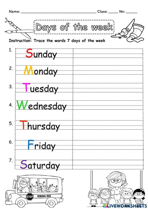 Trace Days Of The Week, Days Of The Week Handwriting, Days Of The Week Worksheet Kindergarten, Days Of The Week Worksheet Grade 1, Days Of The Week Worksheet Preschool, Days Of Week Worksheet, Tracing Days Of The Week, Days Worksheet, Electricity Science Experiments