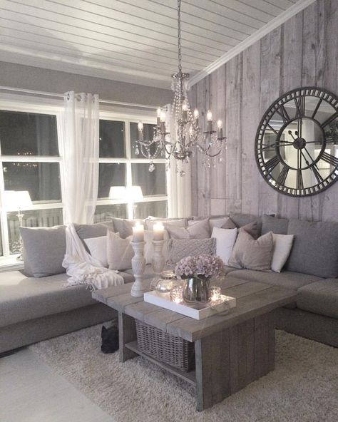 Glam Farmhouse Living Room, Rustic Glam Living Room, Country Chic Living Room, Modern Glam Living Room, Gray Living Room Design, Glam Living Room Decor, Farmhouse Glam, Glam Living, Glam Living Room