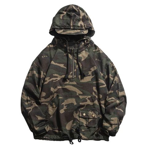 Hip Hop Trousers, Sweat Vintage, Jackets Fashion Casual, Rock Style Outfits, Army Clothes, Men Pullover, Streetwear Jackets, Tactical Jacket, Camouflage Hoodie