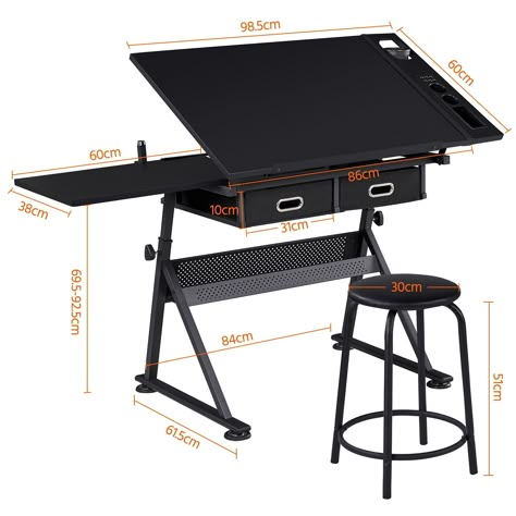 Yaheetech Adjustable Drawing Table with Tiltable Tabletop/2 Drawers/Stool- Drafting Table Artist Desk Computer Desk for Home and Office Use : Amazon.co.uk: Home & Kitchen Table Retractable, Artist Desk, Table Drawing, Architects Desk, Drawing Desk, Computer Desks For Home, Art Studio Room, Craft Station, Art Hobby