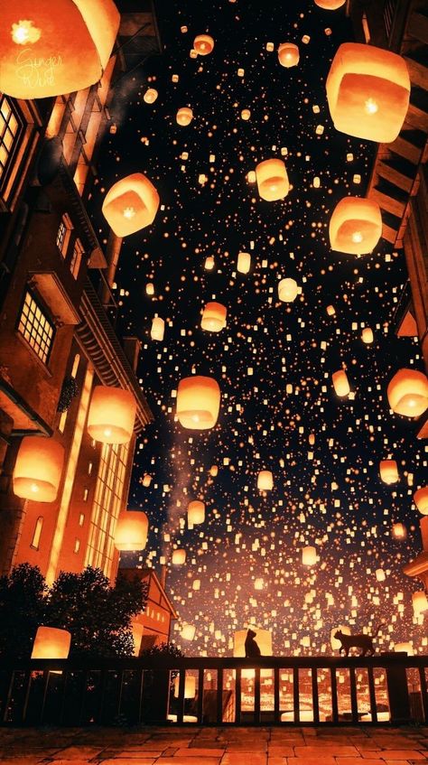 Floating Lanterns, Tattoo Old School, Wallpaper Sky, Images Disney, Plains Background, Galaxy Art, Wallpapers Iphone, 판타지 아트, Pretty Wallpapers Backgrounds