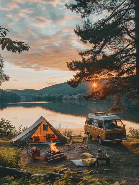 Vw T1, Van Camping, Camping Life, Nature Aesthetic, Couple Aesthetic, Travel Inspo, Adventure Awaits, Van Life, Travel Style