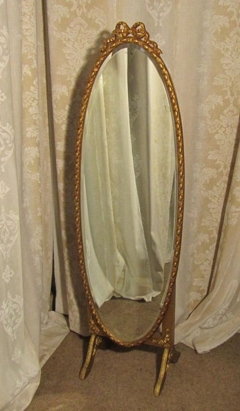 Antiques Atlas - A Superb Art Deco Gilt Oval Cheval Mirror Long Mirror In Bedroom, Unique Dressing Table, Mirror Decorating Ideas, Dressing Table And Mirror, Antique Floor Mirror, Dressing Table Modern, Table And Mirror, Mirror Dress, Long Mirror