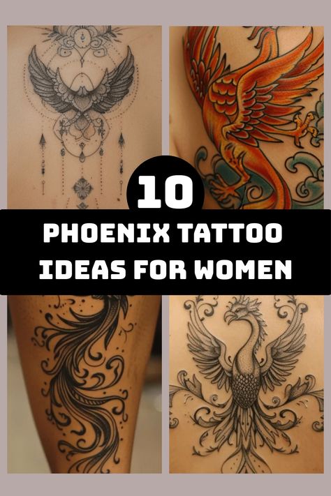 Explore the beauty and strength of phoenix tattoos for women with these creative and inspiring tattoo ideas. Whether you're looking for a feminine Phoenix tattoo design or unique Phoenix tattoo ideas, this collection offers a variety of stunning options to choose from. Embrace the symbolism of rebirth, renewal, and transformation with a graceful Phoenix tattoo that embodies power and grace. Find the perfect Phoenix tattoo to express your inner fire and resilience in style. Phoenix Tattoo Design Forearm, Fire And Ice Phoenix Tattoo, Feminine Phoenix Tattoos, Phoenix Tattoo For Women Leg, Beauty From Ashes Tattoo Ideas, Tattoo Pheonix Women, Geometric Phoenix Tattoo Design, Phoenix And Fire Tattoo, Pheonix Tattoo For Women On Thigh