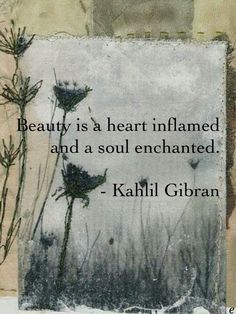 beauty is a heart inflamed and a soul enchanted. - Kahlil Gibran Enchanted Quotes, Khalil Gibran Quotes, Kahlil Gibran Quotes, Tell No One, Rumi Love, Khalil Gibran, Sufi Quotes, Kahlil Gibran, Rumi Quotes