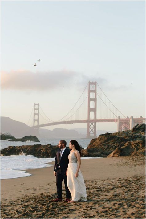 Baker Beach Wedding Photos / Baker Beach Engagement Photos // SimoneAnne.com Half Moon Bay Ritz Carlton, Baker Beach San Francisco, Sf City Hall Wedding, Beach San Francisco, Baker Beach, Elopement Wedding Photography, San Francisco City Hall, Beach Wedding Photos, San Francisco City