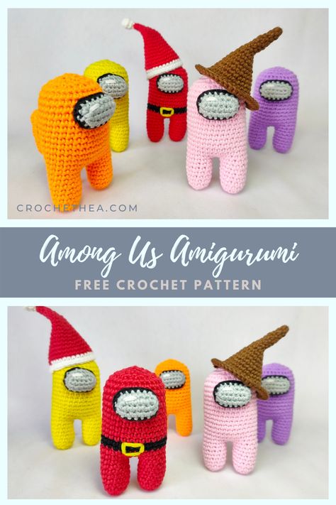 Among Us Hats Crochet, Among Us Crochet Pattern Free, Among Us Crochet Pattern, Among Us Crochet, Minion Crochet Patterns, Single Crochet Decrease, Simple Stitch, Crochet Decrease, Crochet Hats Free Pattern