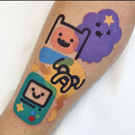 #Tattoo #Tattoos #Resident — • Adventure Time • — Hello #Meda #Milano #Italia 🇮🇹 Who: the talented @MamboTattooer Where: @MamboTattooShop 🇮… | Instagram Edgy Kid, Adventure Time Tattoo, Character Tattoos, Pen Tattoo, Anime Lock Screen Wallpapers, Cartoon Character Tattoos, Children Sketch, Geek Tattoo, Doodle Tattoo