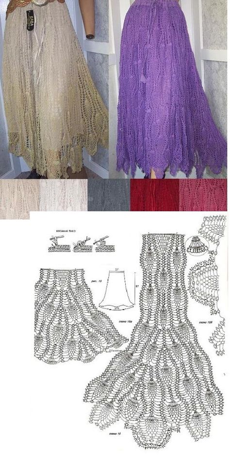 *  crochet pineapple skirt-download pic -- repeat the motif as many times as you want, the more motifs, the fuller the skirt