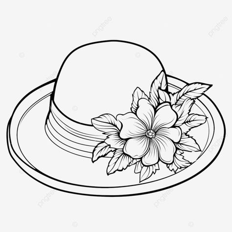 coloring book for children cartoon headwear flower straw hat straw hat woman hat sun hat png Hat Illustration Drawing, Png Sun, Sun Woman, Clipart Book, Book Clipart, Hat Clipart, Sunflower Hat, Hat Flower, Hat Png