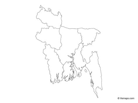 Outline Map of Bangladesh with Divisions Bangladesh Map Art, Map Of Bangladesh, Bangladesh Map, Bangladesh Flag, Destiny Quotes, Outline Format, Country Maps, Map Vector, Map Art