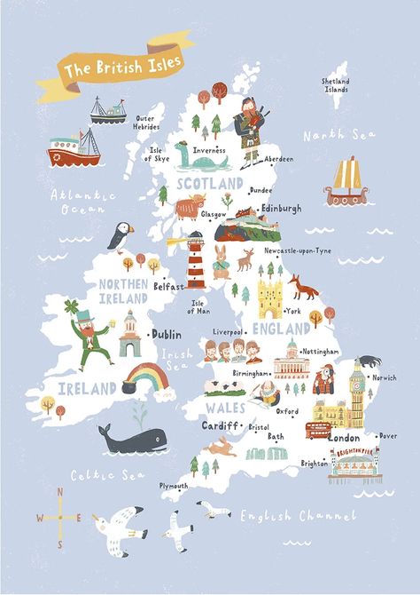 The British Isles Map | Maps Culture Of England, Art Prints For Kids, British Isles Map, Uk Map, Belfast Ireland, London Brighton, South America Map, Aberdeen Scotland, York England