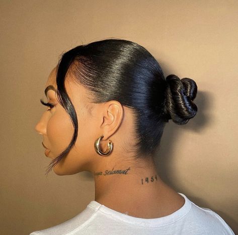 Small Font Tattoo, Slick Buns, Tattoo Cursive, Tattoos Dainty, Cursive Tattoo, 2023 Mood, Sleek Ponytail Hairstyles, Messy Buns, Moroccan Argan Oil