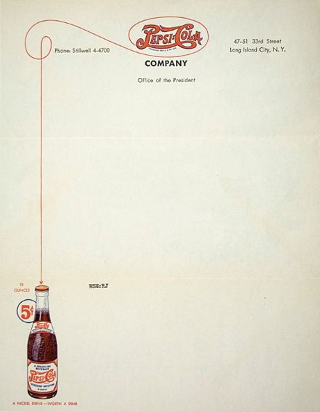 Vintage Pepsi letterhead (along with others), via Louella Court Pepsi Vintage, Vintage Pepsi, Vogue Vintage, Letterhead Design, Portfolio Inspiration, Stationary Design, Pepsi Cola, Business Cards Creative, Letterhead