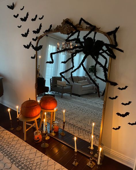 Day or night? Comment SHOP below to receive a DM with the link to shop this post on my LTK ⬇ https://liketk.it/4P3IX Halloween Decor #ltkseasonal #ltkhome #halloween #halloweendecor #spooky #halloweenlife #mirrormirror #mirror #decoration #homedecoration #spiders #nightview #daytime #homestyling Halloween Mirror Ideas, Halloween Mirror, Big Mirror, Modern Halloween, Vintage Mirror, Large Mirror, Halloween Deco, Halloween Home Decor, Halloween House