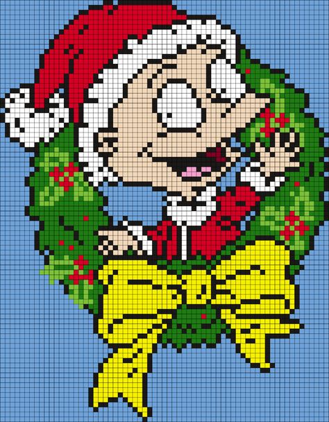 Rugrats Christmas, Pixel Art Noel, Pixel Blanket, C2c Graphgan, Tommy Pickles, Christmas Perler Beads, Square Grid, Fuse Bead Patterns, Pixel Art Templates