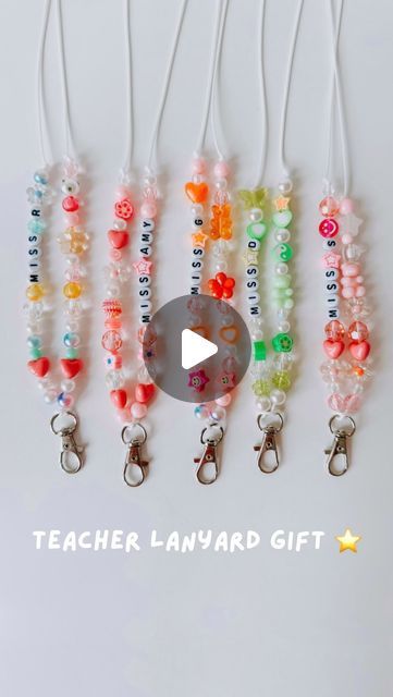 Lanyard Gift, Diy Lanyard, End Of Term, Teacher Lanyard, Teacher Thank You, Bead Shop, Dollar Tree Diy, Diy Beads, Homemade Gifts