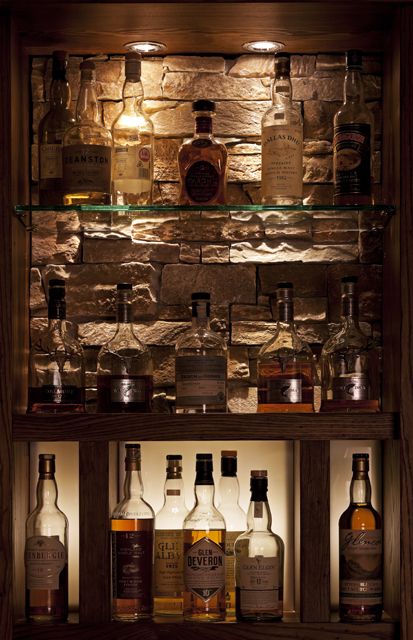 Whisky display-Clachaig Inn Glencoe Whisky Wall Cabinet, Whiskey Closet Ideas, Whisky Bar Ideas, Whisky Display Cabinet, Whisky Display Ideas, Whiskey Wall Display, Whiskey Display Ideas, Whisky Bar Home, Whisky Cellar