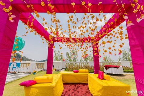 Photo of Mehendi seating decor idea in pink and yellow Mehndi Backdrop, Indian Wedding Ideas, Mehendi Decor Ideas, Haldi Decor, Wedding Stage Backdrop, Desi Wedding Decor, Marriage Decoration, Mehndi Decor, Indian Wedding Planning