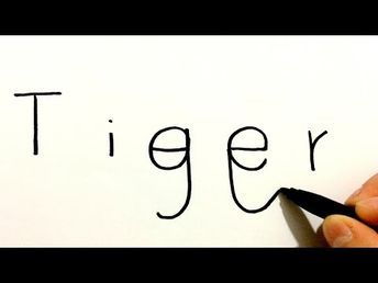 How to draw a Tiger with the word 'Tiger' | Drawing tutorial - YouTube Drawing Tiger Easy, Cute Tiger Drawing Easy, How To Draw A Tiger, Simple Tiger Drawing, Tiger Drawing For Kids, Tiger Drawing Tutorial, Easy Tiger Drawing, Draw A Tiger, Tiger Video