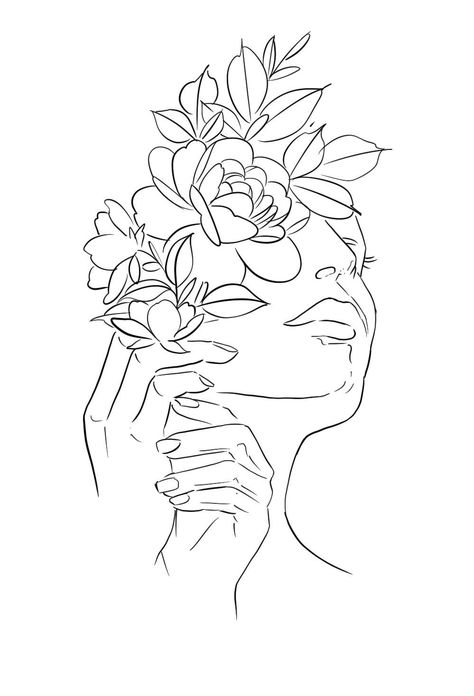 Wine And Paint Night, Flower On Head, Empowering Tattoos, Girl Face Drawing, Boho Tattoos, Self Love Tattoo, Black And White People, Jewelry Store Design, Beads Craft Jewelry