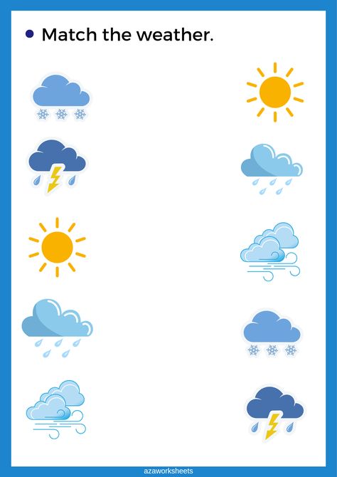 Types of weather. Worksheets for toddlers. – azaworksheets Nursery Learning Activities, Preschool Rainy Day Activities, Printable Toddler Worksheets, Weather Activity Preschool, Weather Theme Preschool Activities, English Worksheets For Playgroup, Alphabet Worksheets Preschool Activities, Worksheet For Nursery Kids English, Weather Activities Preschool Printables Free