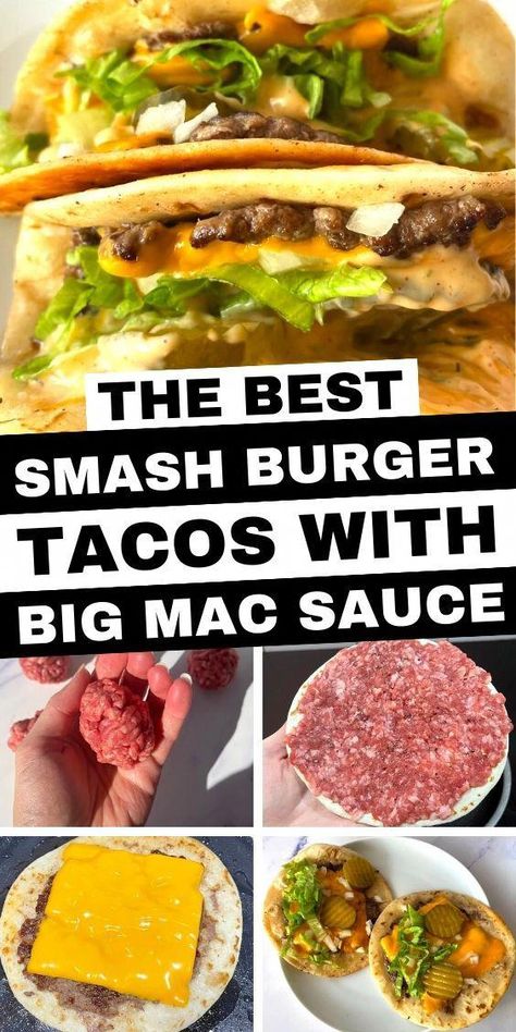 #HealthyFoodGuide Smash Burger Recipe Taco, Tiktok Burger Tacos, Wrap Smash Burger, Easy Smash Burger Tacos, Tik Tok Smash Burger Taco, Tiktok Smash Burger, Tortilla Smash Burger Blackstone, Tik Tok Smash Burger, Easy Smash Burger Recipe