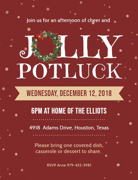 Modern Christmas Potluck Dinner Invitation Poster/Flyer Idea Christmas Potluck Invitation, Potluck Party Invitations, Holiday Luncheon, Potluck Invitation, Christmas Potluck, Christmas Party Invitations Printable, Ugly Sweater Party Invitations, Potluck Party, Potluck Dinner