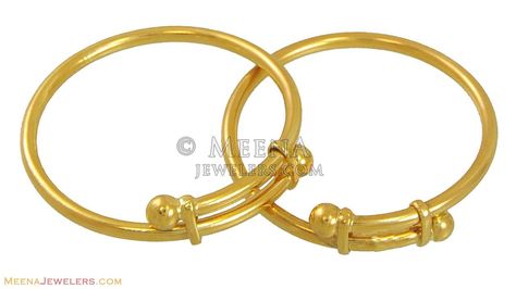 22k Gold Baby Kadas(2 pcs) ( Baby Bangles ) Boy Baby Bracelet Gold, Baby Jewelry Gold Boys, Baby Anklets Gold, Kadiyam For Baby Boy, Baby Boy Gold Kada Designs, Baby Boy Bangles Gold, Baby Boy Bracelet Gold Kids, Baby Kada Gold, Bangles For Baby Girl Gold