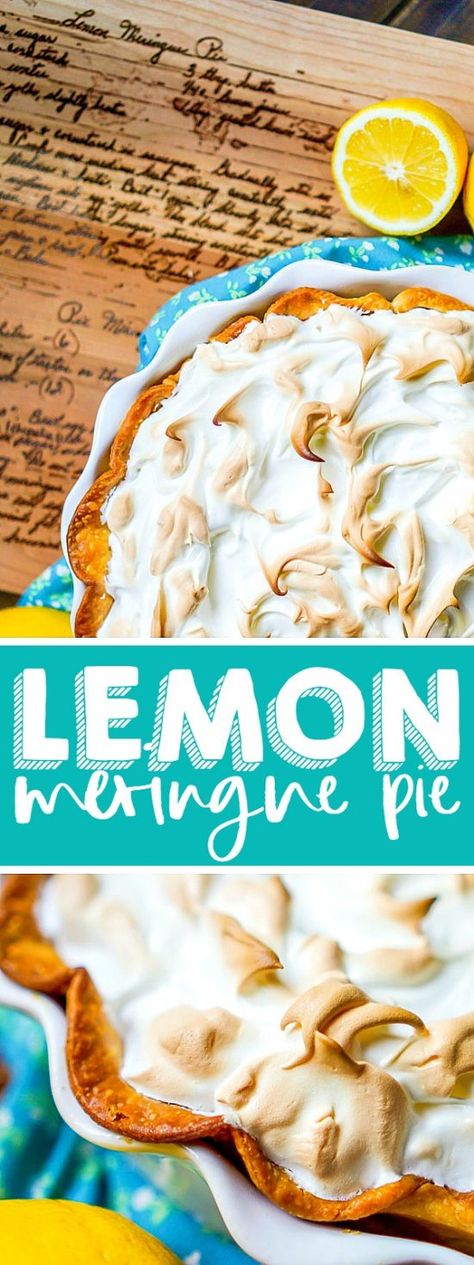 Mom's Lemon Meringue Pie - A classic family dessert recipe that we all love and so will you! This lemon pie recipe topped with stiff, fluffy meringue is the perfect holiday dessert! | THE LOVE NERDS #christmasdessert #holidaydessert #pierecipe #meringuerecipe Nerd Recipes, Fluffy Meringue, Best Lemon Meringue Pie, Lemon Meringue Pie Recipe, Family Dessert Recipes, Holiday Pie, Lemon Pie Recipe, Lemon Pie Filling, Crazy For Crust