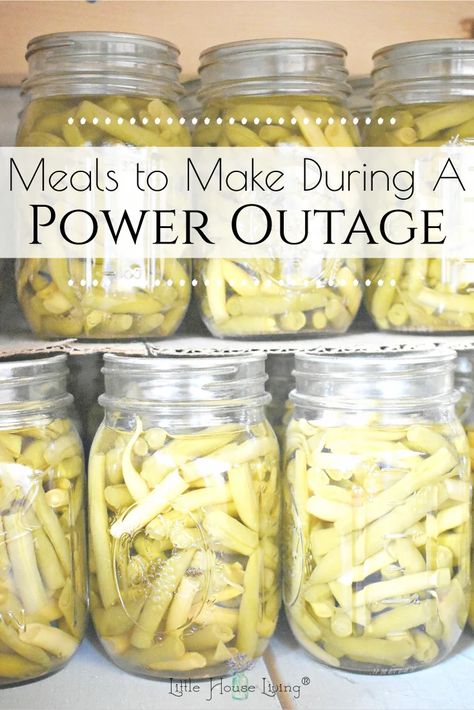 Need some ideas on what to make and what to have on hand during a power outage? Here's a must-read list of supplies and meal ideas! Fruit Granola Bars, Generac Generator, Jar Meals, Emergency Preparedness Food, Living Frugal, Diy Mixes, Emergency Food Storage, Backyard Parties, House Hacks