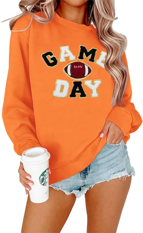 PRICES MAY VARY. Material composition: 60% Polyester 35%Cotton 5% Spandex Style: Classic Sleeve Type: Long Sleeve Fit type: Regular Closure Type: Pull On FLOYU Football Sweatshirts For Womens Game Day Sweatshirt Sunday Funday Shirt Casual Football Season Long Sleeve Tops Size table (1 inch = 2.54cm): Size S---Length 67cm/26.38"---Bust 96cm/37.80"---Waist 94cm/37.01" Size M---Length 68cm/26.77"---Bust 100cm/39.37"---Waist 98cm/38.58" Size L---Length 69cm/27.17"---Bust 104cm/40.94"--Waist 102cm/40 Sunday Funday Shirt, Casual Football, Game Day Sweatshirt, Preppy Lifestyle, Cute Shirt Designs, Football Sweatshirt, Sweatshirt Cute, Tops Casual, Sunday Funday