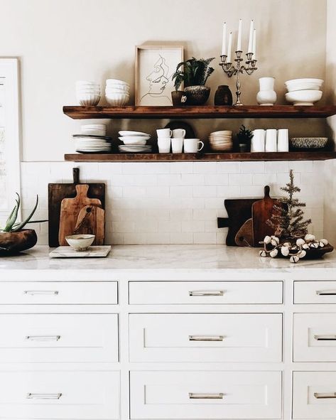 Dark Wood Shelves, Floating Shelves Bathroom, Diy Countertops, Kitchen Cabinets Makeover, Floating Shelves Diy, White Kitchen Cabinets, White Cabinets, My New Room, Wood Shelves