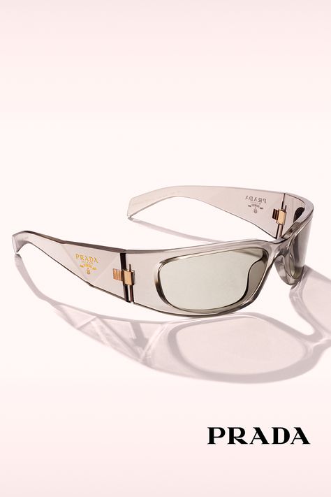 Bold attitude and wraparound design blend together in the new Prada Symbole sunglasses. Available at Sunglass Hut #pradaeyewear Prada Symbole Sunglasses, Eyewear Retail, Oakley Goggles, Versace Top, Gift Guide Women, Prada Top, Prada Spring, Custom Sunglasses, Casual Short Sleeve Dress