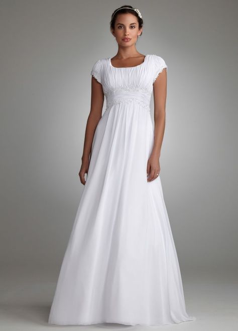 Ruched Short Sleeved Chiffon Wedding Dress Style 4XLSLV9743, White, 12 Simple Short Sleeve Wedding Dress, Empire Gown, Waist Wedding Dress, Bridal Sleeves, Wedding Gown Preservation, Modest Wedding Dresses With Sleeves, Empire Waist Wedding Dress, Short Sleeve Wedding Dress, Empire Wedding Dress