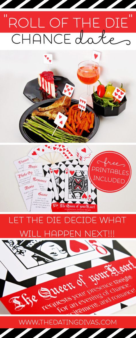 Roll of the Die Chance Date Free Printables Valentines Date Ideas, Group Dates, Date Idea, Cute Date Ideas, The Dating Divas, Dating Divas, Printables Free, Card Tricks, Good Dates