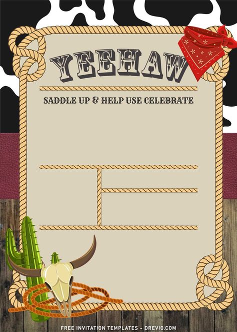 Download Now 7+ Yee Haw Western Cowboy Birthday Invitation Templates What it seems obvious at first?           Yeeeeeehaaaawwww! Yeah! I have made a super awesome Cowboy themed birthday invitation that’s actually suita... Download this invitation for FREE at https://www.drevio.com/7-yee-haw-western-cowboy-birthday-invitation-templates Vaquero Theme Party Invitations, Cowboy Birthday Party Invitations, Cowboy Party Invitations, Rodeo Birthday Invitations, Cowboy Invitations Birthday, Western Invitations, Cowboy Invitations, Bday Party Invitations, Surprise Party Invitations