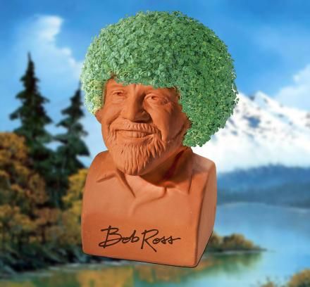 Bob Ross Chia Pet Lets You Grow a Happy Little Bush on Bob's Head Chia Pet, The Joy Of Painting, Handmade Planter, Seed Pack, Halloween Ii, Unique Pottery, Indoor Flowers, Decorative Planters, Pottery Planters