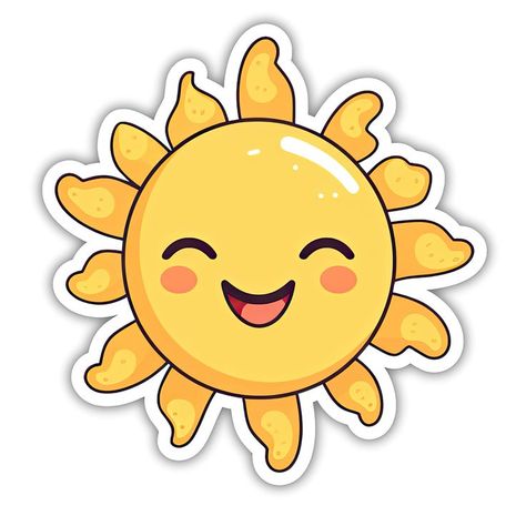 Sun Sticker, Baby Cartoon Drawing, Birthday Bulletin, Cartoon Sun, Baby Shower Clipart, Birthday Cake Topper Printable, Blog Backgrounds, Happy Sun, Fabric Flowers Diy