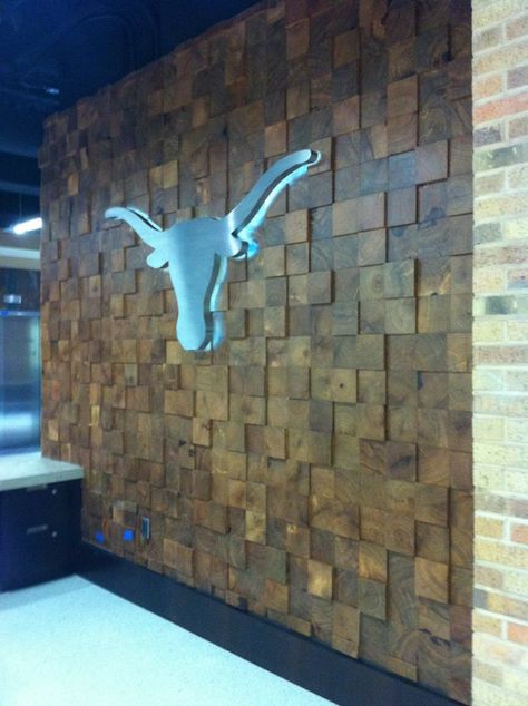 Mesquite end grain wall at DKR Stadium University of Texas End Grain Wall, Project Portfolio, Carpentry Projects, Hawaii Homes, Cabin Interiors, Portfolio Images, End Grain, Design Industrial, Wooden Wall Decor