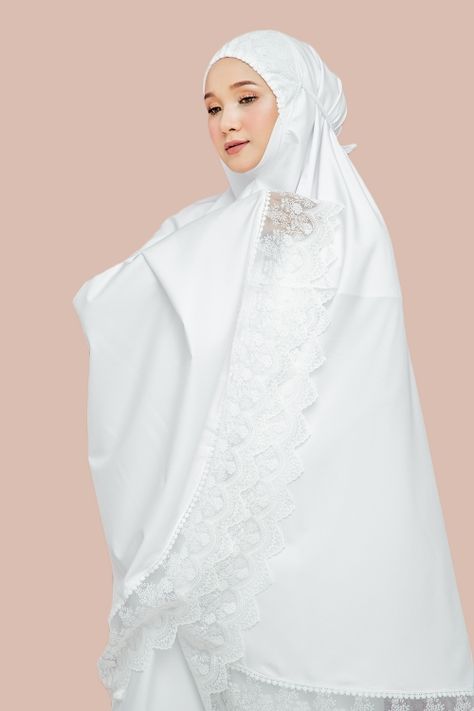 Telekung Seri Camilla - special edition WHITE Putih Aesthetic, Nun Dress, Baby Dolls, Indonesia, White