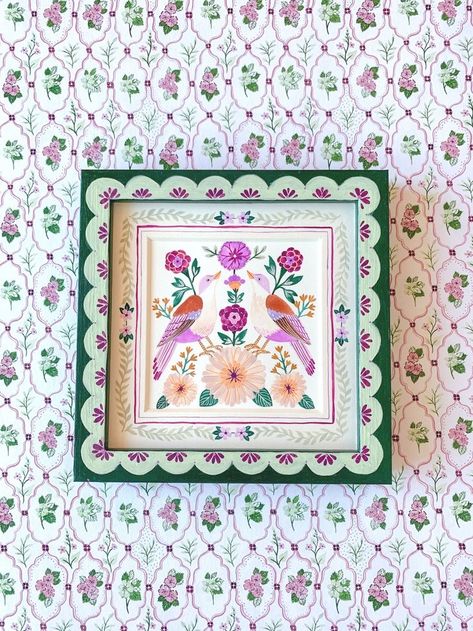 Hand Painted Picture Frames Ideas, Painting Over Paintings, Hand Painted Picture Frame, Hand Painted Frames Diy, Picture Frame Painting Ideas Diy, Frame Painting Ideas, Hand Painted Picture Frames, Painting Picture Frames, Painted Photo Frames