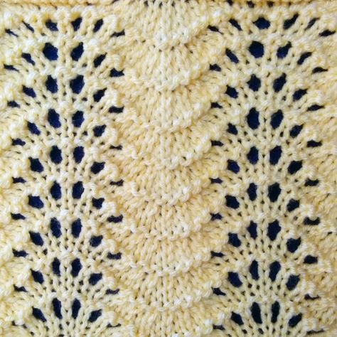 Feather and Fan Stitch - Purl Avenue Feather And Fan Knitting Stitch, Feather And Fan Stitch, Feather And Fan Knitting Pattern, Knit Scarfs, Easy Blanket, Knitting 101, Lace Knitting Stitches, Knit Scarves, Fair Isles